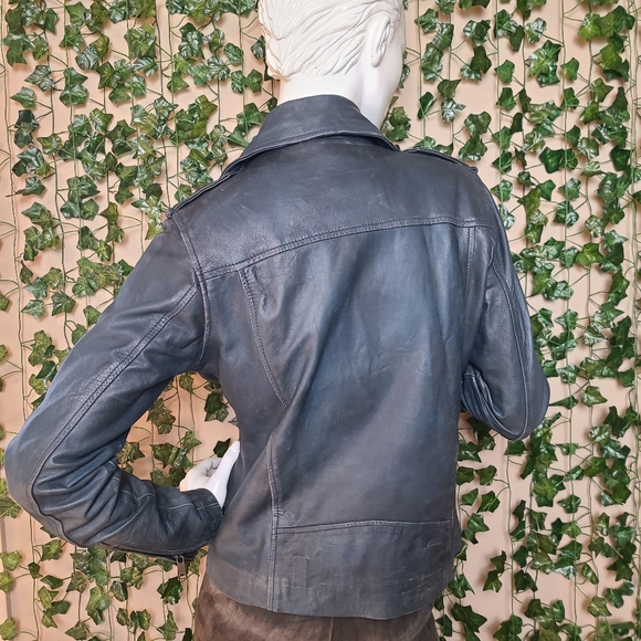 LeatherCult Jessica Alba #2 Moto Jacket Dark Teal Leather Suede *FLAWED - Picture 5 of 16